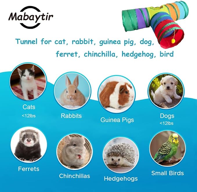 Cat Tunnel Tube Toy 3-Way Collapsible (Rianbow T)