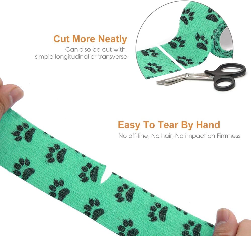 AUPCON Vet Wrap Cohesive Bandages Bulk Self Adhesive Bandage Wrap Self Adherent Wrap Non-Woven for Dogs Pet Animals & Ankle Sprains & Swelling 2 Inch x 5 Yards (2 Inch Claw)