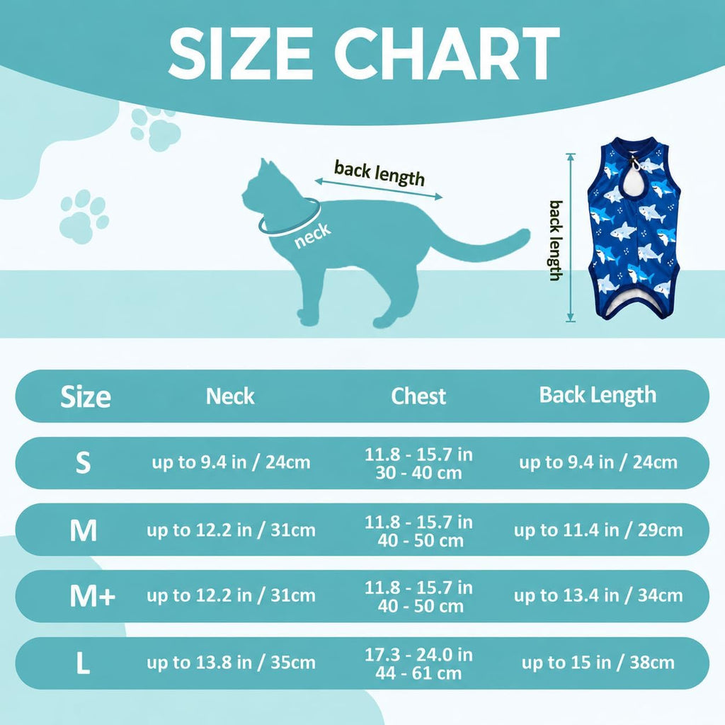 Avont Cat Recovery Suit - Kitten Onesie for Cats After Surgery