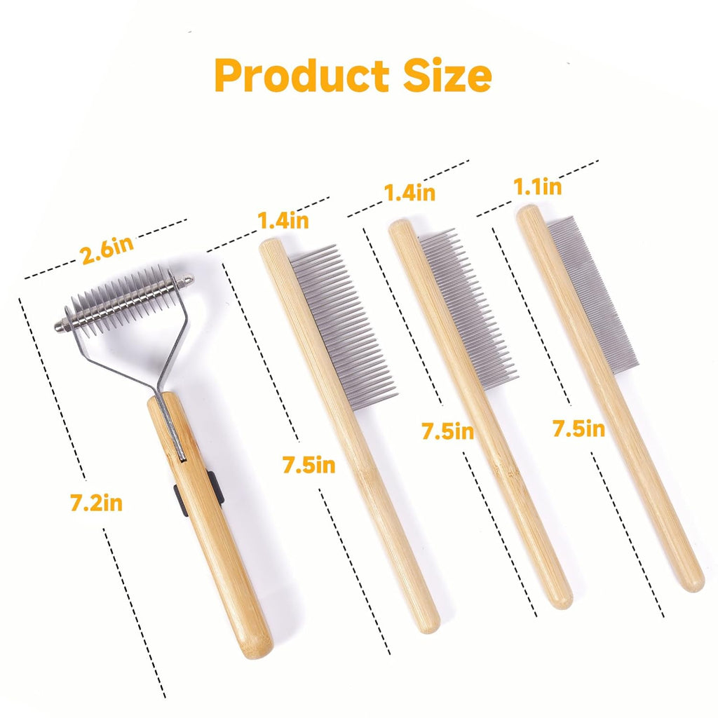Cat Brush & Comb Grooming Kit, Undercoat Rake Dematting Tool