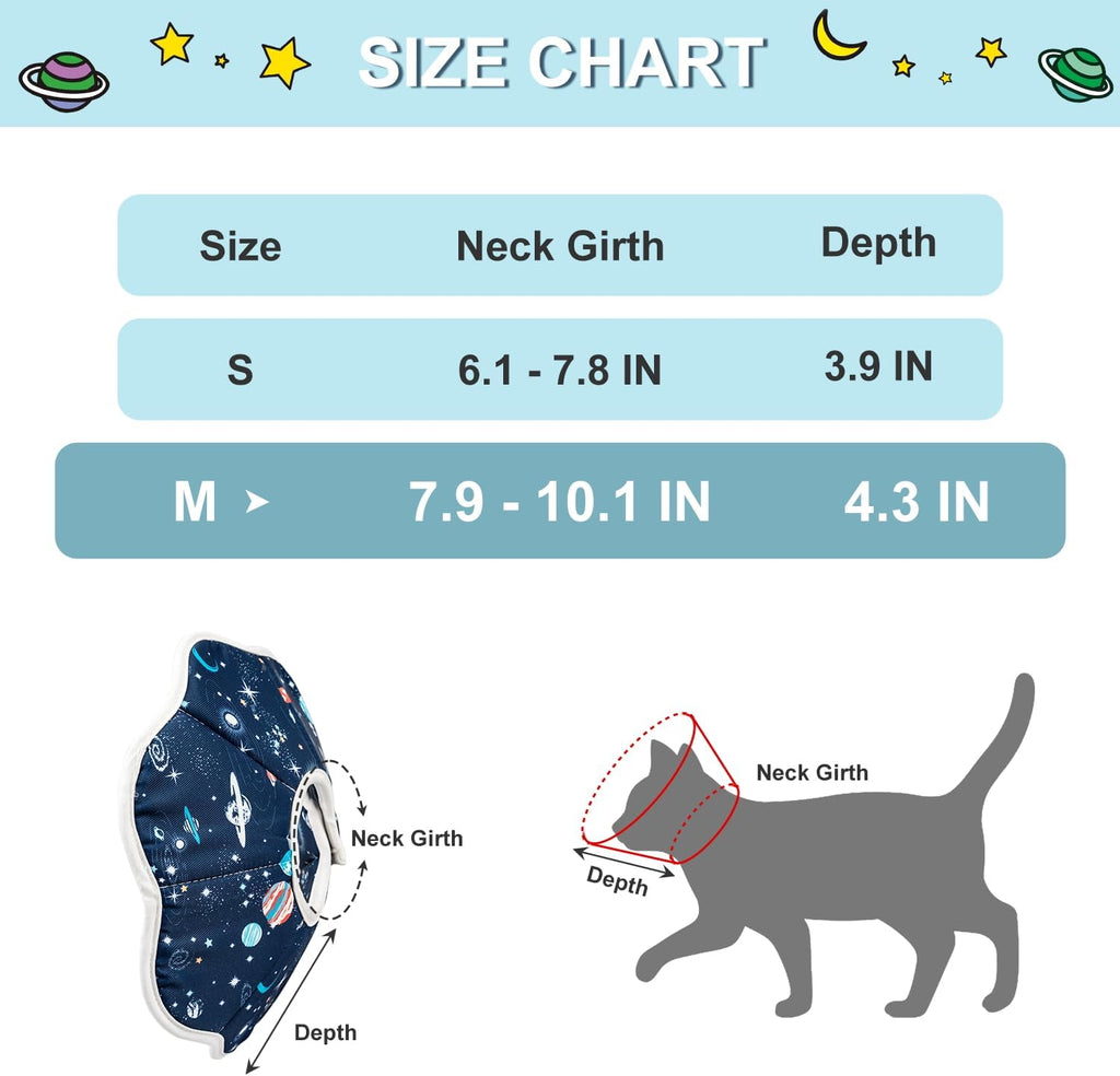 Depets Cat Cone Soft, Adjustable Recovery E-Collar for Pet Neck Size 9.5 in
