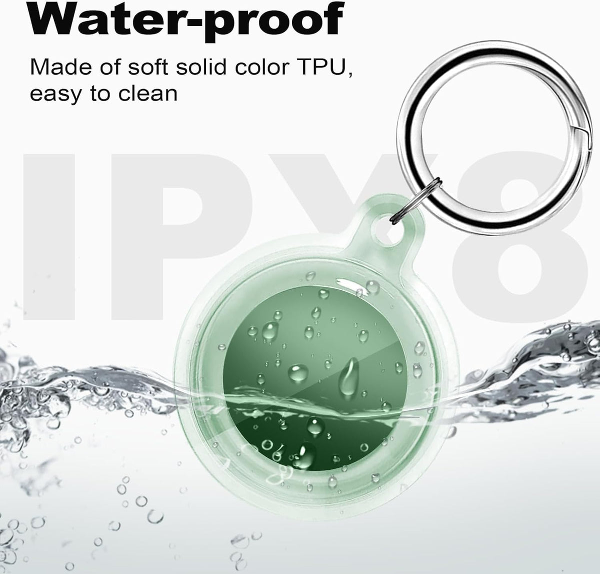 IPX8 Waterproof Case for AirTag 2nd Gen (2026) & 1st Gen, Full Body Holder Keychain, Anti-Scratch Cover for Apple for Air Tags, Luggage, Pet Collar, Car Keys, Kids, Clear Green