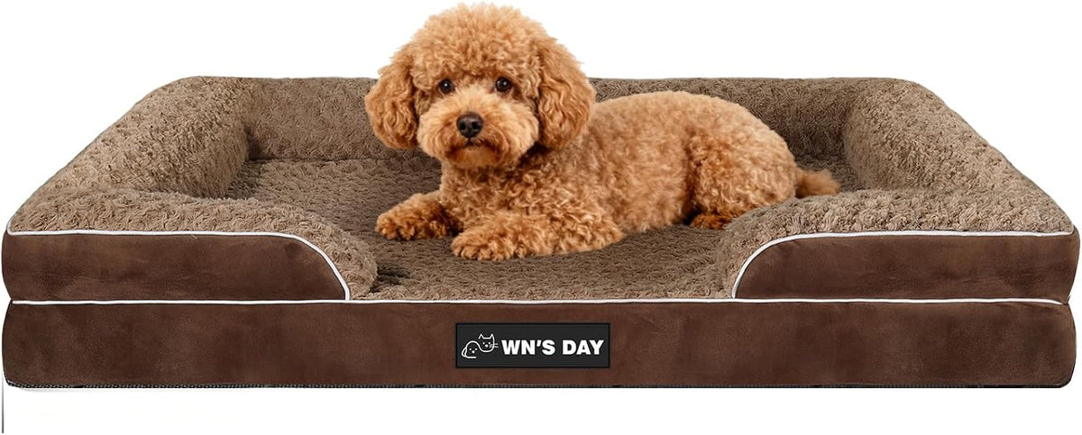 Orthopedic Dog Bed Medium Size Dog,Washable Dog Bed,Dog Couch Bed(Brown, M)