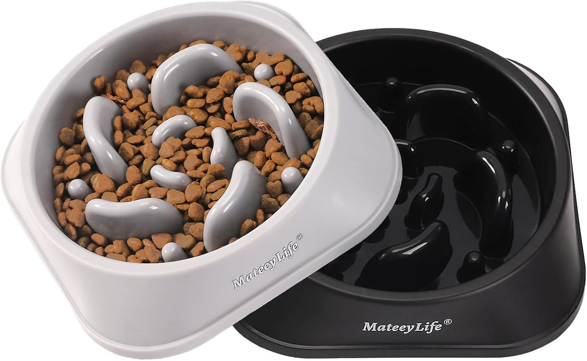 MateeyLife 2-Pack Slow Feeder Dog Bowls, 2 Cups, Dog Puzzle Feeder Bowl | Food-contact safe, dishwasher safe, non-slip base, maze design, for fast eaters, for dogs and cats, daily mealtimes