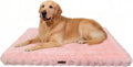 Orthopedic Dog Beds for XL Dogs, Fluffy Faux Rabbit Fur Pet Bed with Removable Washable Cover, Dog Bed Mat with Egg Crate Foam & Waterproof Lining, Anti Slip Bottom, Pink,44"x32"x4"
