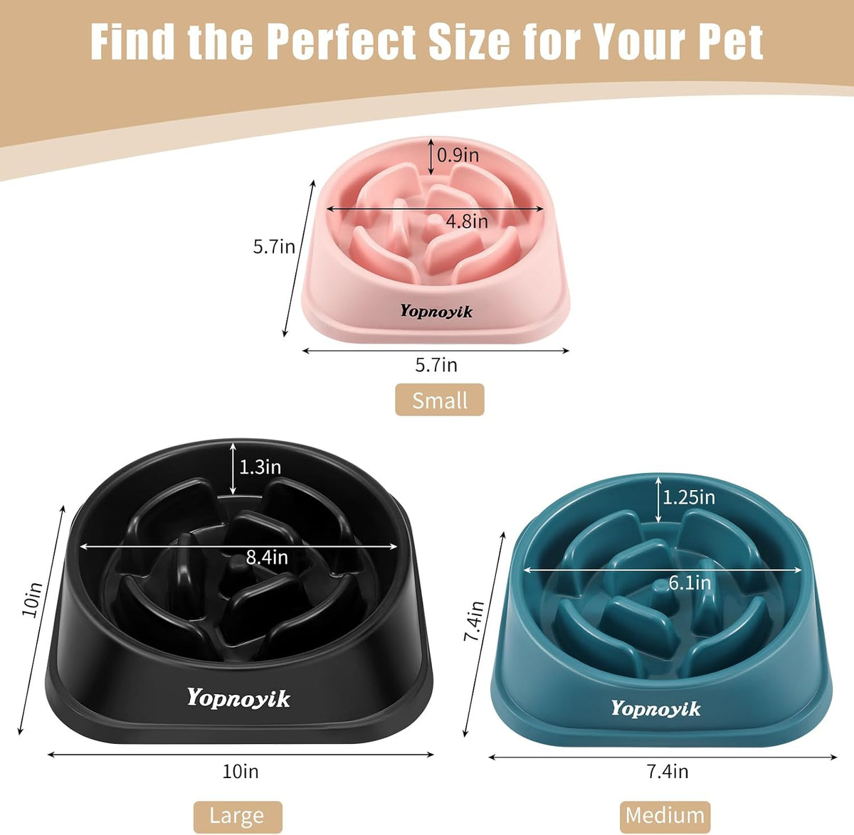 Slow Feeder Dog Bowls for Large Dogs | Non-Slip Base, Anti-Choking Design, Reduces Bloating & Overeating, Easy to Clean, 4 Cups
