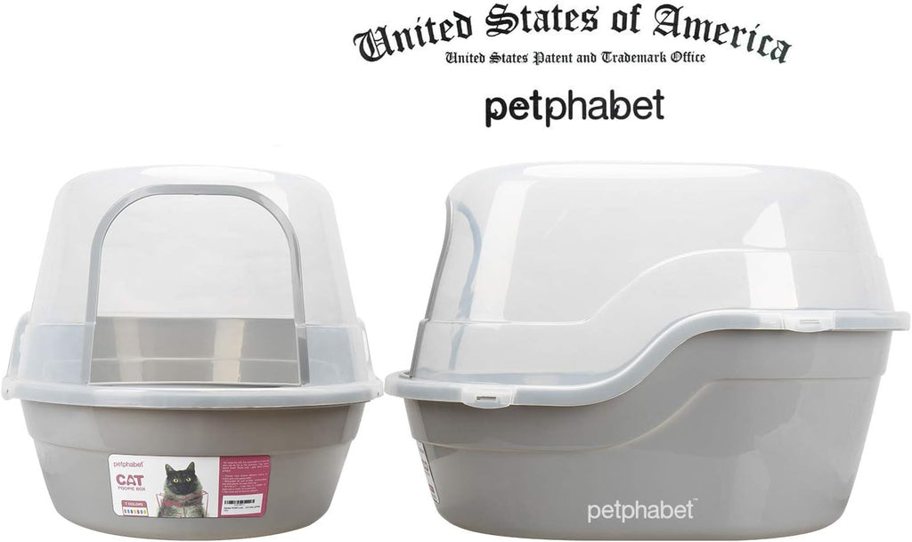 Petphabet Jumbo Hooded Cat Litter Box, Extra Large Gray