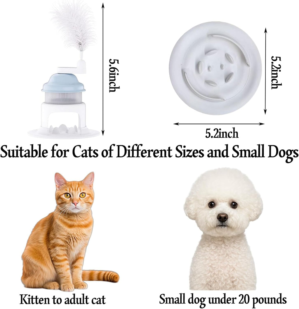 Cat Slow Feeder Toy with Feather Teaser, Interactive Puzzle Feeder for Cats, Mental Stimulation Foraging Toy, Suitable for Dry & Wet Food(Green)