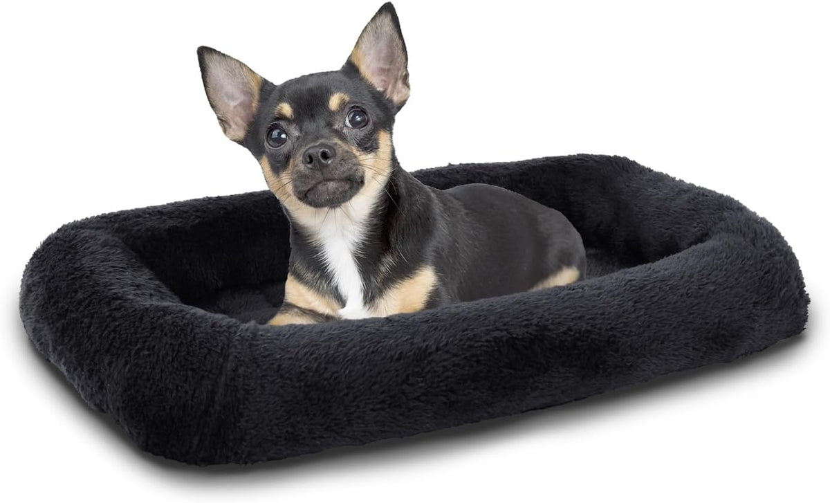 Patas Lague Small Dog Bed Bolster Pet Crate Mat 16''x12'' Black