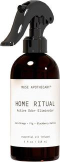 Muse Apothecary Home Ritual Active Odor Eliminator Spray - Furniture Deodorizer Spray & Bathroom Odor Eliminator for Home - Essential Oil Air Freshener - 4oz, Cara Orange + Fig + Blackberry Vanilla