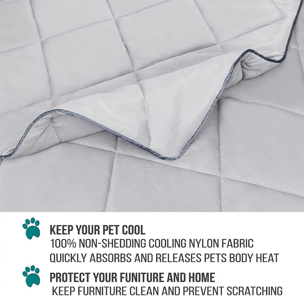 PetAmi Cooling Dog Blanket Queen Lightweight for Pet Cat, 90x90 Light Grey