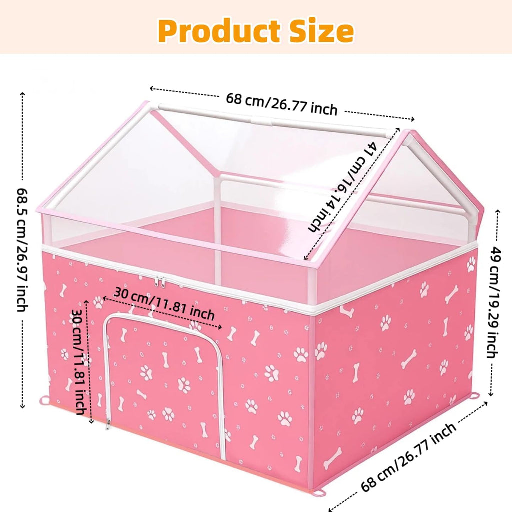 Cat Playpen, Puppy Playpen Small Dog Pet Crate Tent Cage Indoor & Outdoor, Cat House Enclosure Kennel Dogs/Cats/Rabbits/Hamster (Pink)