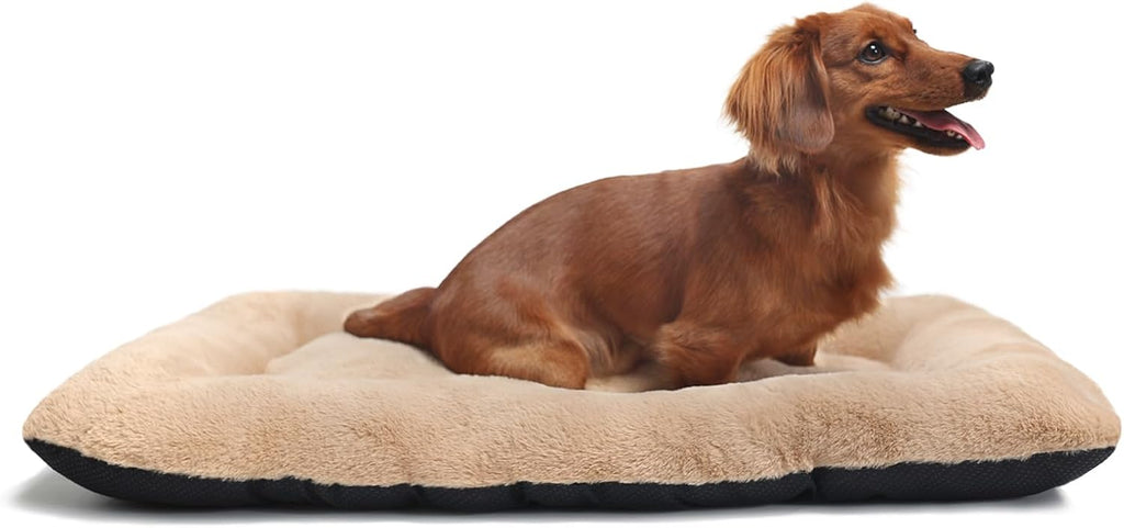 Dog Beds Crate Pad for Medium Dogs Fit Metal Crates or Cages,Ultra Soft Dog Kennel Mat for Crates Washable with Anti-Slip Bottom Kennel Pad for Dogs Cozy Sleeping Mattress,30" x 19",Light Brown