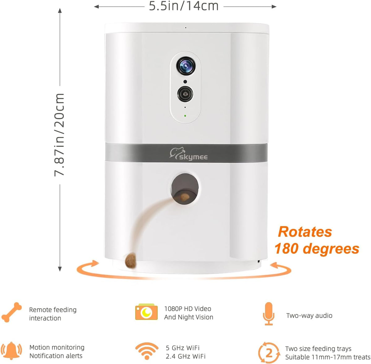 Petalk AI II Dog Camera with Auto Treat Dispenser, No Subscription Fee, 1080p HD, 180° Full-Room View 2-Way Audio, Night Vision, 2.4GHz WiFi Only
