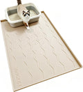 Songrey Silicone Cat Litter Mat 34" x 22", Large Litter Trapping Mat, Beige | Waterproof, Urine-Proof Litter Box Mat for Floor, Soft on Kitty Paws, Easy To Clean, Cat Supplies, Pet Feeding Mat