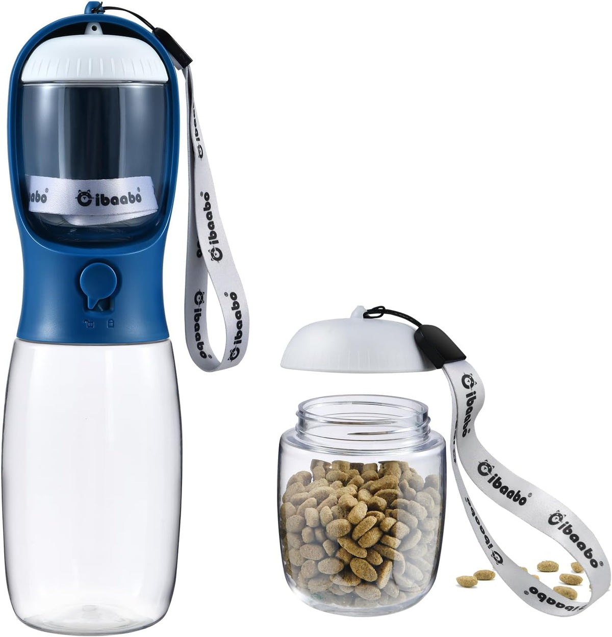 Cibaabo Dog Water Bottle Portable with Food Container & Filter for Travel | Feeding & Hydration | Travel Water Bowl | Portable Pet Dispenser | Dog Gifts | Puppy Essentials | for Hiking Camping Beach