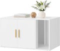 Feandrea Cat Litter Box Enclosure, Double Doors, 31.5 x 19.7 x 17.7 Inches | Modern Hidden Litter Box Furniture, Indoor Pet House, Side End Table, Cloud White, CUSTOS Collection UPCL020WB01S