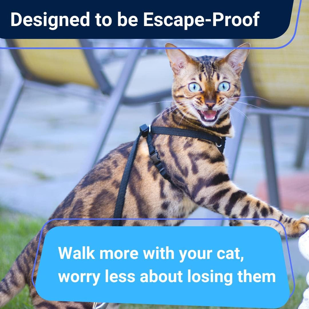 OutdoorBengal Houdini™ Escape Proof Cat Harness and Leash (V. Leather, XL)