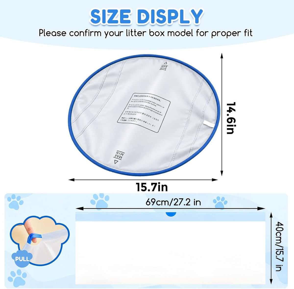 2Pcs Waterproof Pads for Self Cleaning Cat Litter Box with 30 Liner Bags