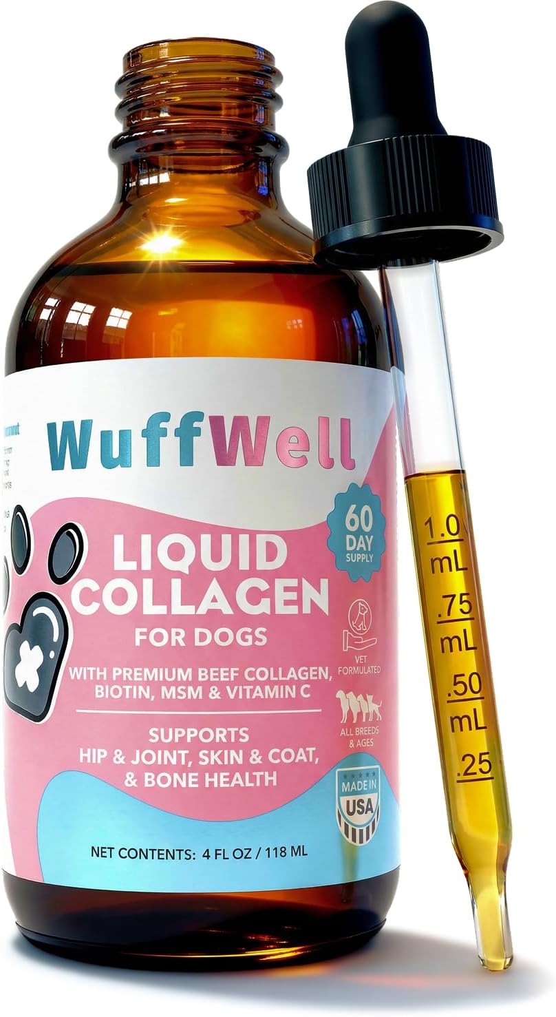 WuffWell Liquid Collagen for Dogs, Joint Support for Dogs, USA Made