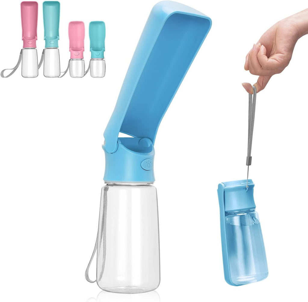 Foldable Dog Water Bottle, Leak Proof Dispenser, SkyBlue, 19oz | Portable Water Dispenser, Dishwasher Safe, for Puppy Small Medium Large Dogs, Pet Drink Cup for Walking Hiking Traveling