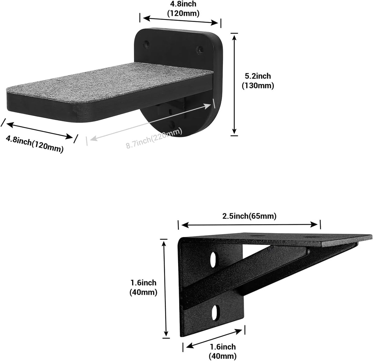 ESPETS Set of 3 Black Cat Wall Climbing Steps, Wall Mount Floating Shelves