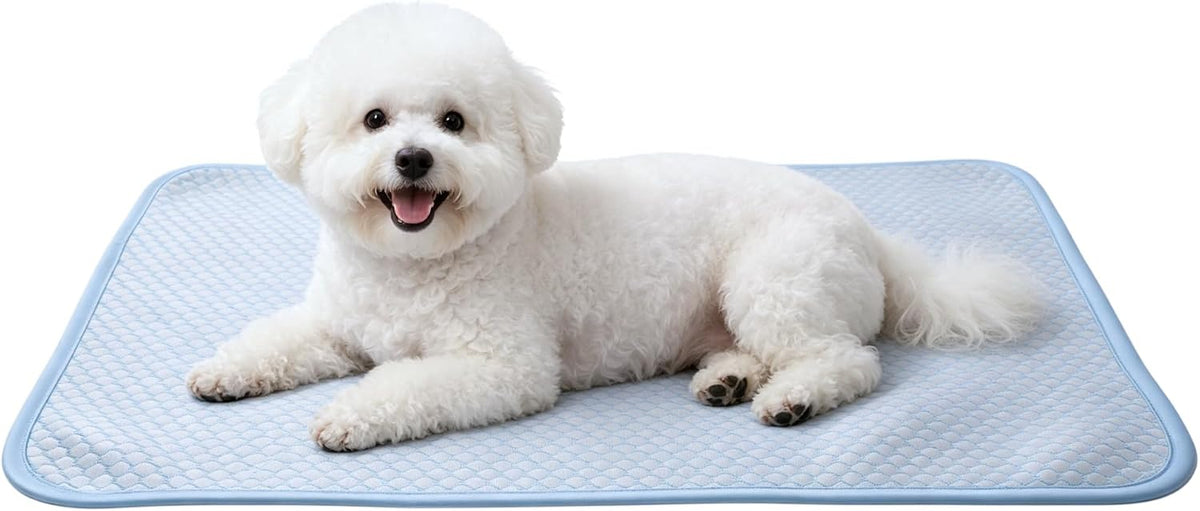 Petfelix FrostPlus Cooling Mat for Dogs Qmax>0.45 Breathable Dog Cooling Mat Chemical Free Fabric Cooling Dog Bed for Cats and Small Animals Non Slip Washable Scratch Resistant, S, 20''*16''