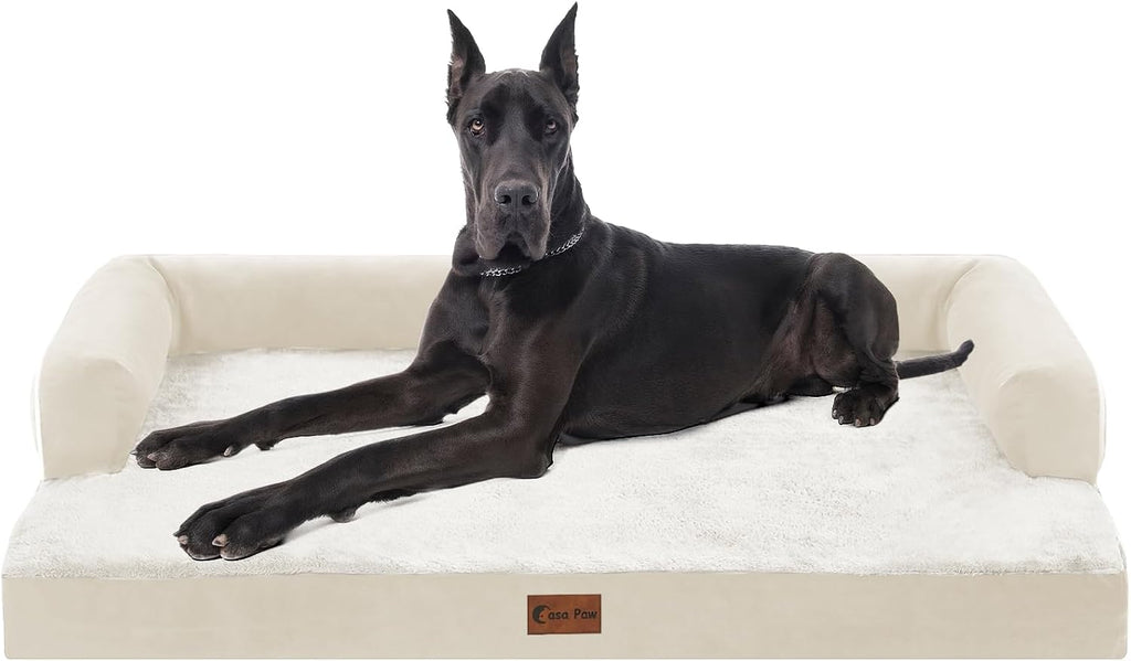 Orthopedic Washable Dog Bed for Extra Large Dogs, 53x42in, Beige
