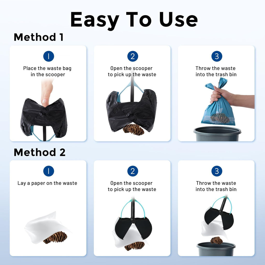 ZOMISIA 26" Pooper Scooper with Waste Bags - Poop Scooper for Large Dogs with Long Handle High Strength Material and Durable Spring for Yard, 30 Count Poop Bags