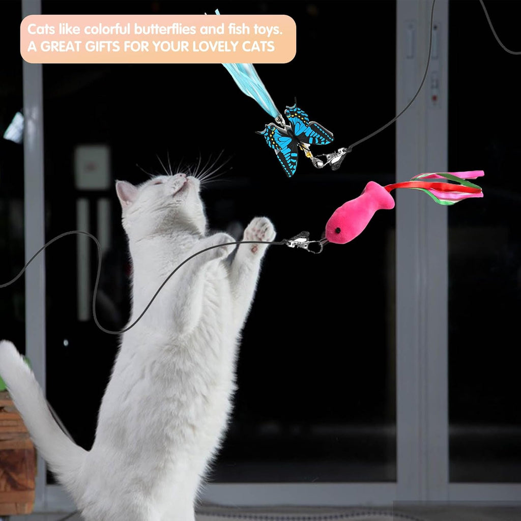 Retractable Cat Toy Wand 12 Packs Interactive Cat Feather Toys | , 9 Assorted Teaser Refills with Bell for Kitten (Pink)