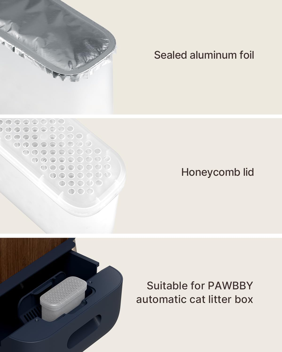 PAWBBY Deodorizing Pod for Self Cleaning Cat Litter Box, Replaced OdolRemovers Deodorizing Pod (3 Boxes) for Automatic Cat Litter Box, White