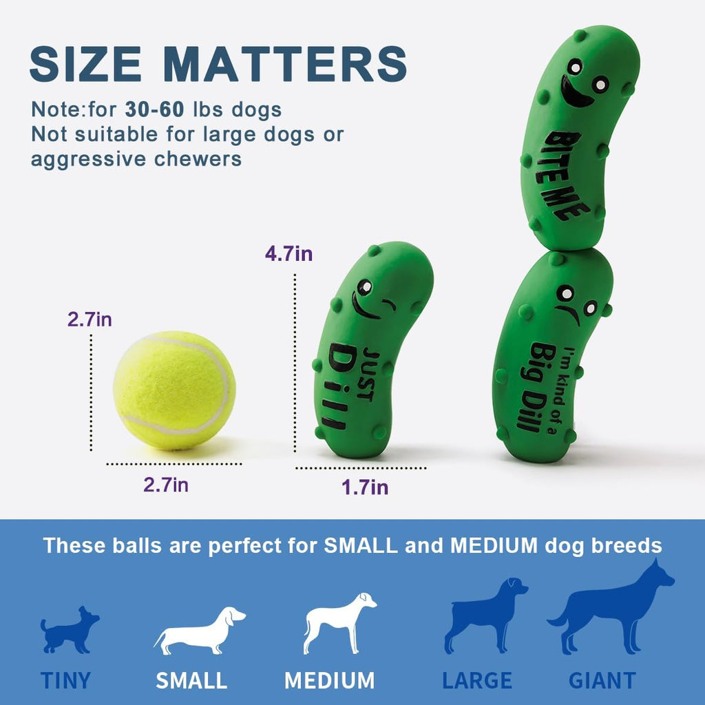 Squeaky Dog Toys for Medium Dogs, Soft Latex Squeaky Dog Ball, Cute Funny Squeak Crunchy Pickle Pet Toys