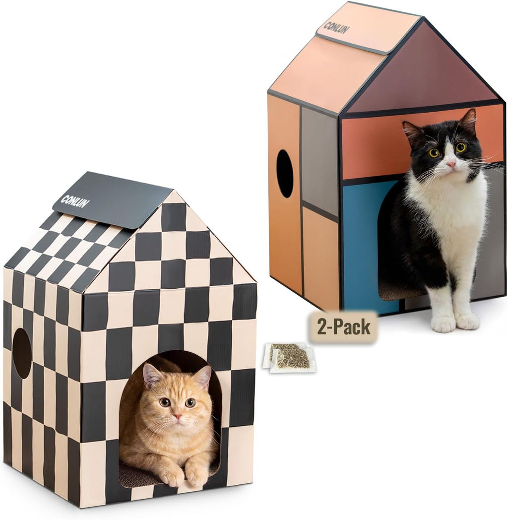 Conlun 2-Pack Cat Scratching Pad House Indoor Cave <13 lbs