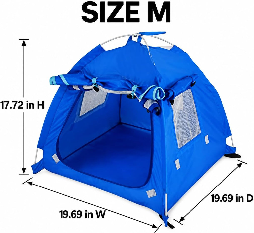 Breathable Washable Pet Puppy Kennel Dog Cat Folding Indoor Outdoor House Bed Tent (Blue,M)