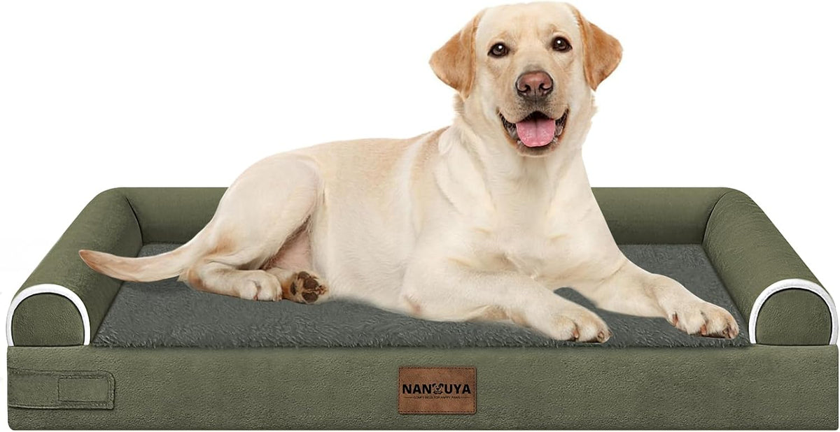 NANUYA Orthopedic Dog Bed for Large Dogs, 38 x 25 Inch, Dark Green