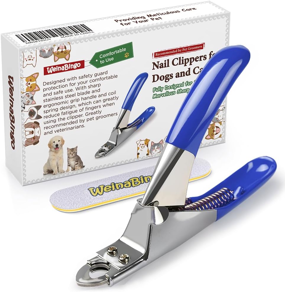 Dog Cat Pets Nail Clippers, Professional Pets Claw Trimmer with Free Nail File, Sharp Stainless Steel Blade, Sturdy Non Slip Handles - for Safe, Professional at Home Grooming 