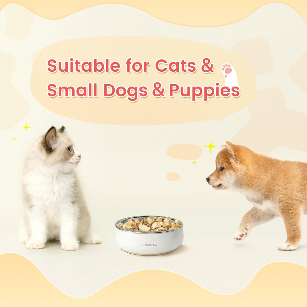 Pawaii Small Dog Bowl, 12 oz Stainless Steel Food and Water Bowl, 1 Pack | Double-Wall Design,Smooth Open Bowl Design,Easy-Rinse Interior,Wide Bowl Opening,For Cats and Small Pets