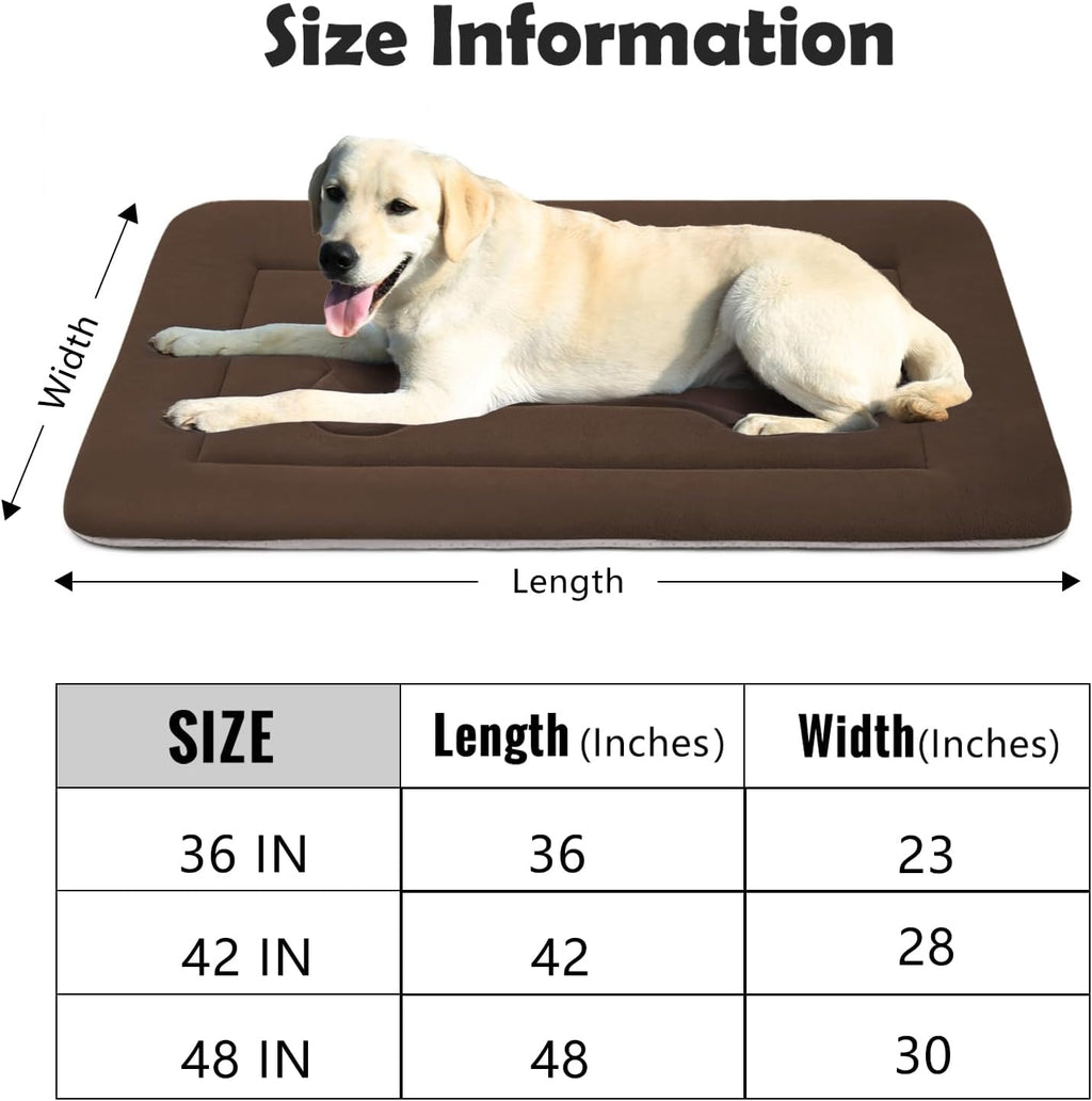 Large Dog Bed Soft Dog Crate Pad Mat, 42 in Non-Slip Bottom Washable Dog Sleeping Mattress Pet Beds Cat Bed Kennel Pad, Dark Brown