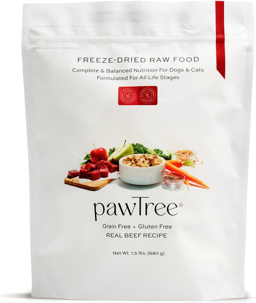 pawTree Freeze-Dried Raw Dog & Cat Food, All-Natural, Beef, 1.5 lb