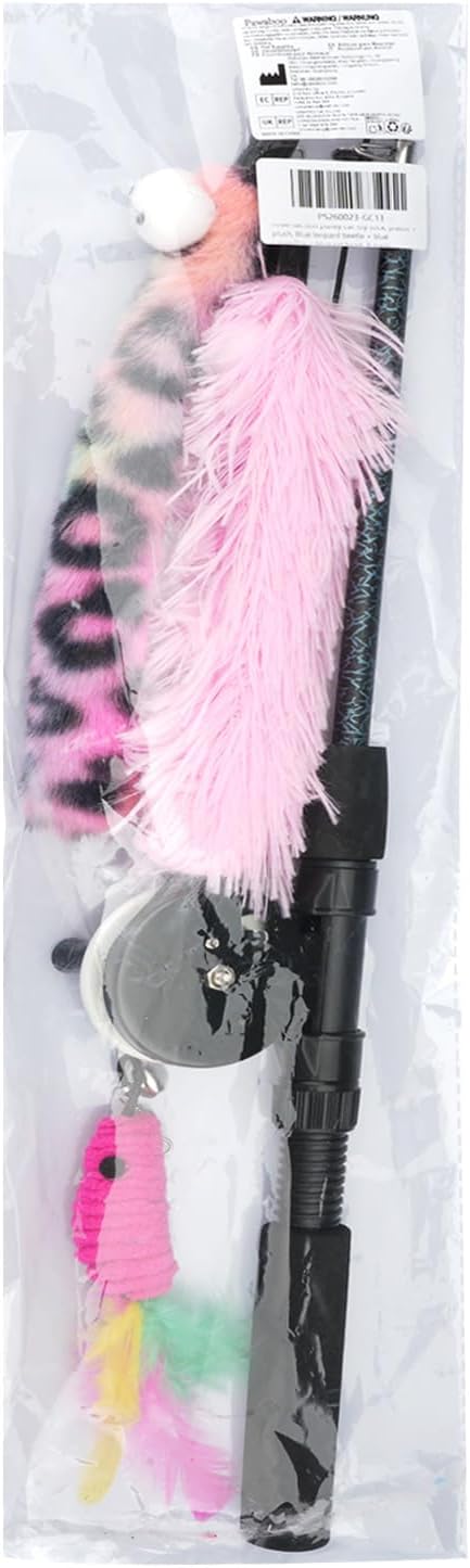 Pawaboo Cat Teaser Wand Toys, Cat Fishing Pole Toy with 3 PCS Feathers