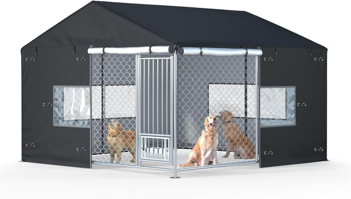 Outdoor Dog Kennel Cover 10x10x7ft All-Season Outdoor Dog Enclosure Covers