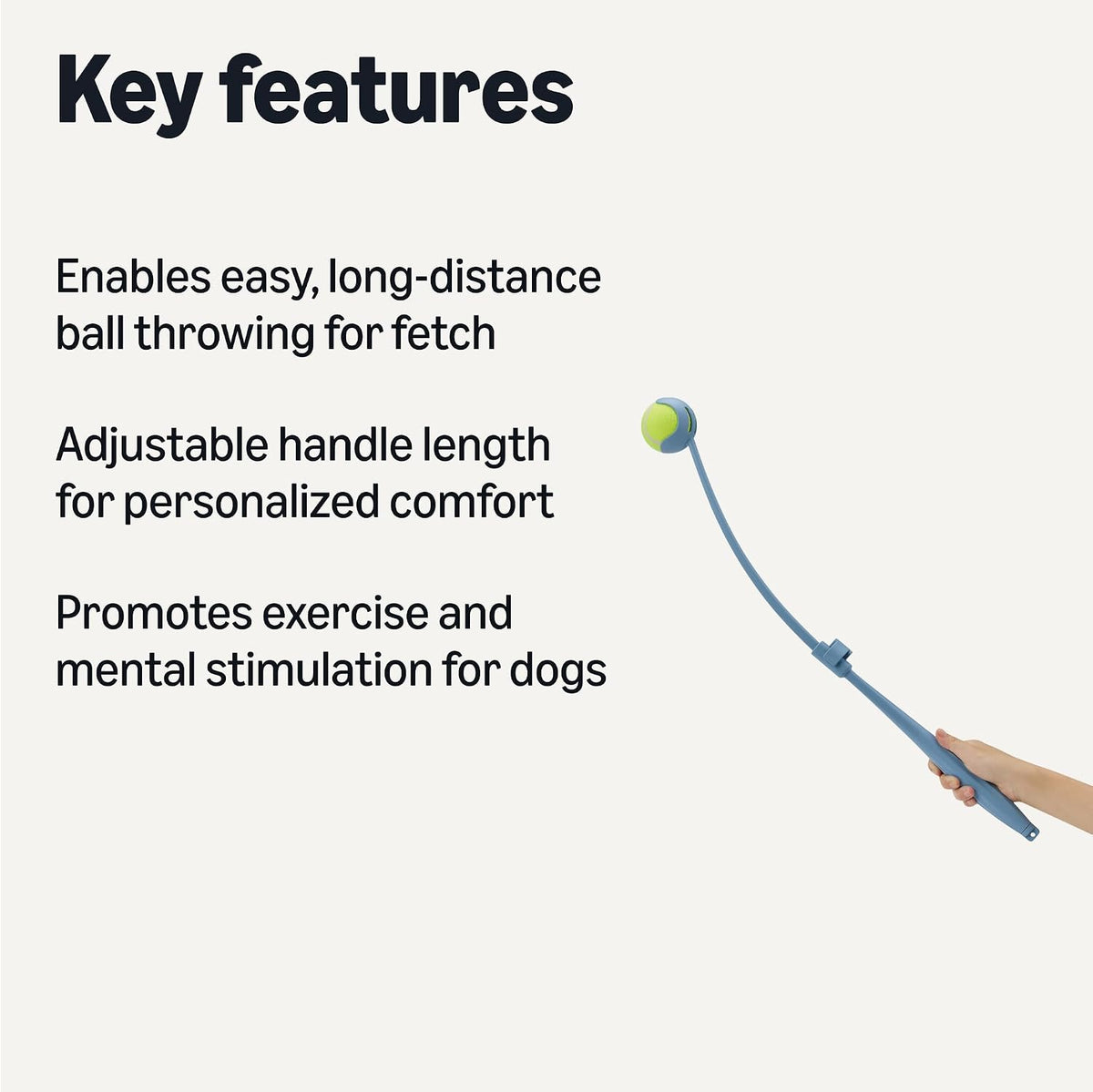 Amazon Basics Dog Ball Launcher with Detachable Handle, Tennis Ball Included, Plastic Pet Fetch Thrower