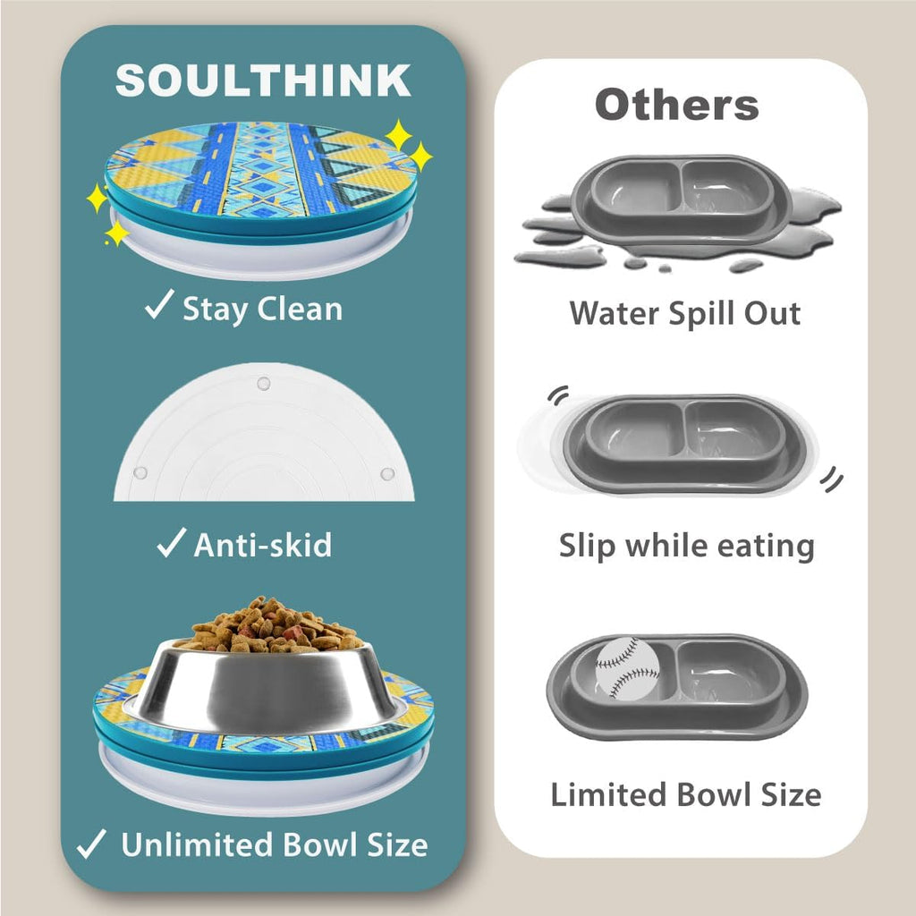 SoulThink® Ant Proof Cat Dog Bowl Tray - SoulThink x Simone Miller Collaboration Pet Food Dish Indoor No Chemical No Water Needed Different from Traditional Ant Trap (Mountain Totem)
