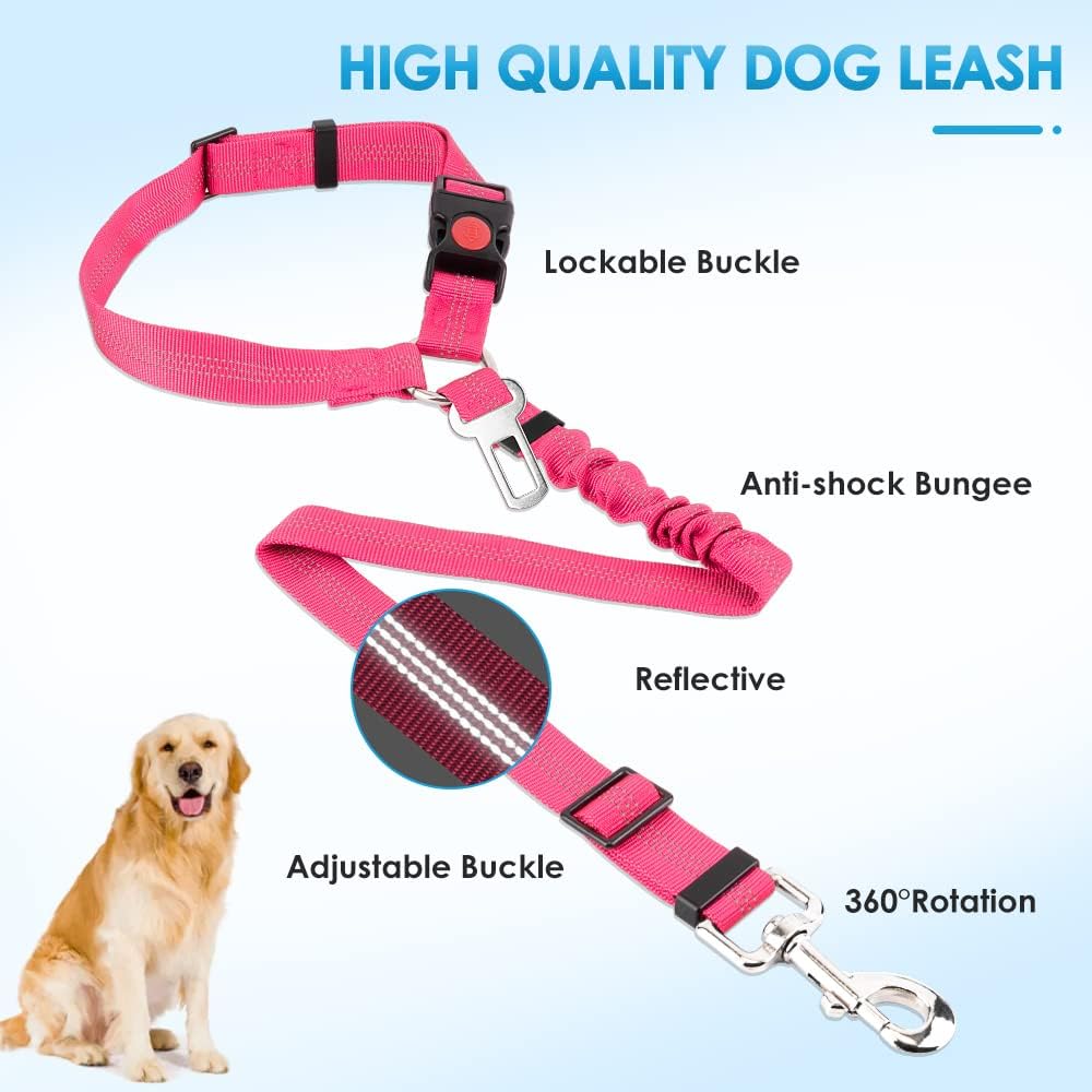 Lukovee Dog Car Seat Belt, 2 Pack, Headrest Restraint, Headrest + Clip
