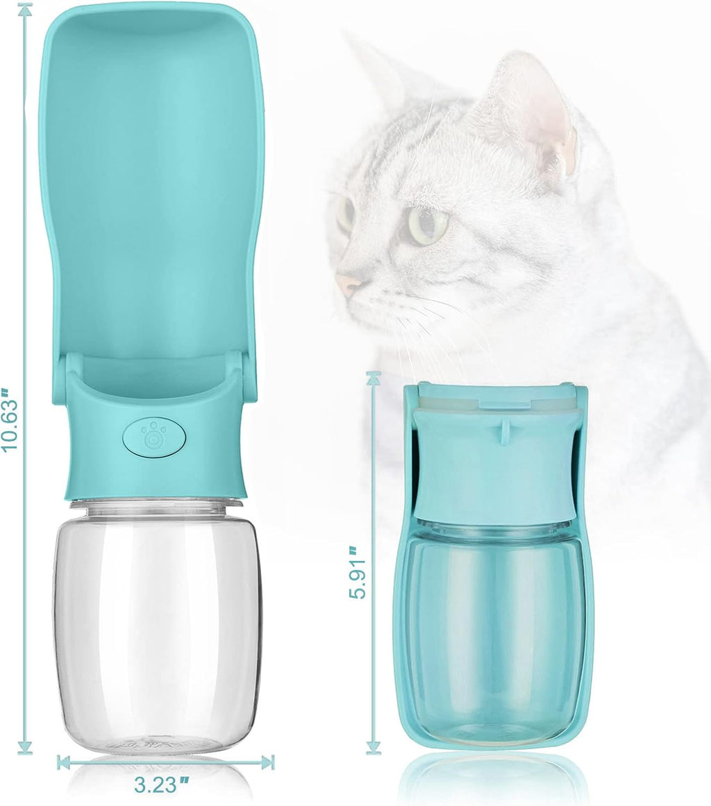 Portable Dog Water Bottle, Foldable Water Bottle for Dog, Blue, 12oz | Leak Proof Dispenser, Dishwasher Safe, Puppy Travel Water Bowl Fit for Cat, Rabbit, Small Animals Walking, Hiking, Travel 