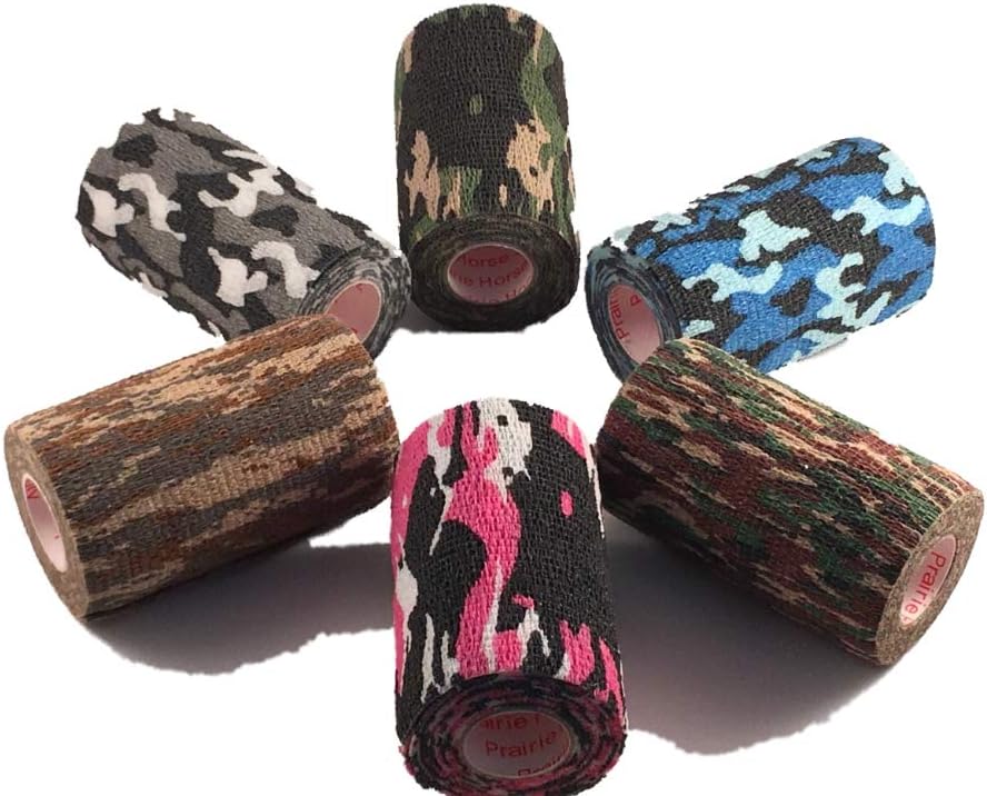 3 Inch Self Adhesive Bandage Wrap - Self-Sticking Vet Wrap - Camo, 12 Pack