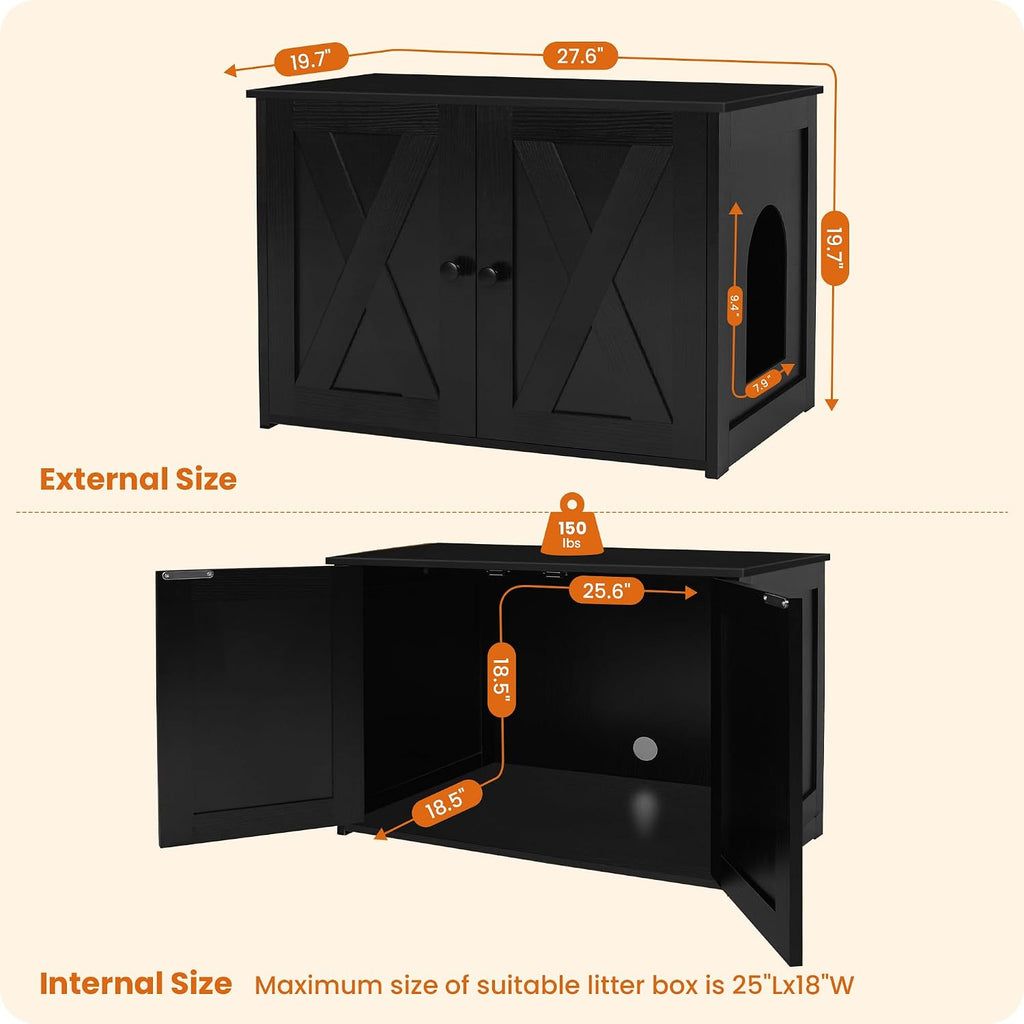 Dwanton Cat Litter Box Enclosure, Hidden Litter Box Furniture, 27.6 Inches