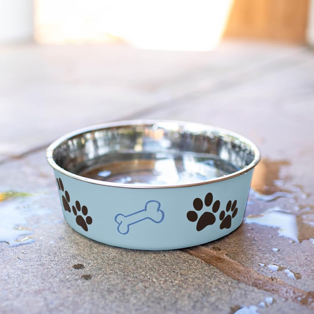 Loving Pets Bella Dog Bowls- Stainless Steel Dog & Cat Bowls - Spill Proof Dog Food Bowl, Cat Bowl, Puppy Essentials & Pet Supplies Great for Home & Travel (Large 35-65 lbs, Murano Blue) 