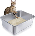 Stainless Steel Cat Litter Box - Medium Litter Box for Cats, Rabbits, and Pets, Non-Stick, Odor-Free, Easy to Clean, Splash-Proof, Sturdy and Durable (17.7" L x 13.8" W x 6" H)