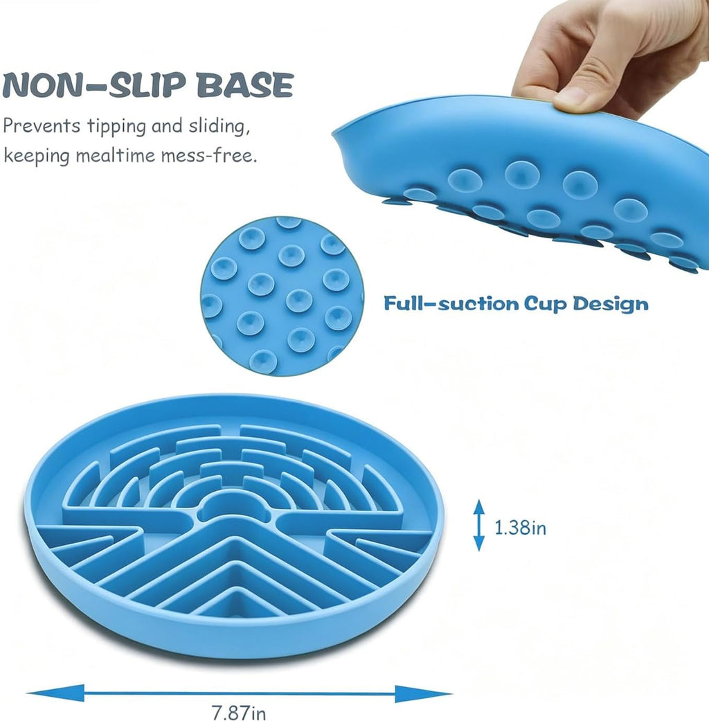 Slow Feeder Dog Bowl for Large & Small Pets, Anti Choking Puzzle Dog Food Bowl with Non-Slip Base, Interactive Pet Slow Eating, Silicone Cat Feeder for Puppies Dogs Cats